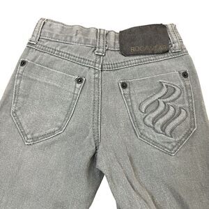 Rocawear Original Fit Jeans Boys 4 Gray Denim Embroidered Pockets Straight Leg
